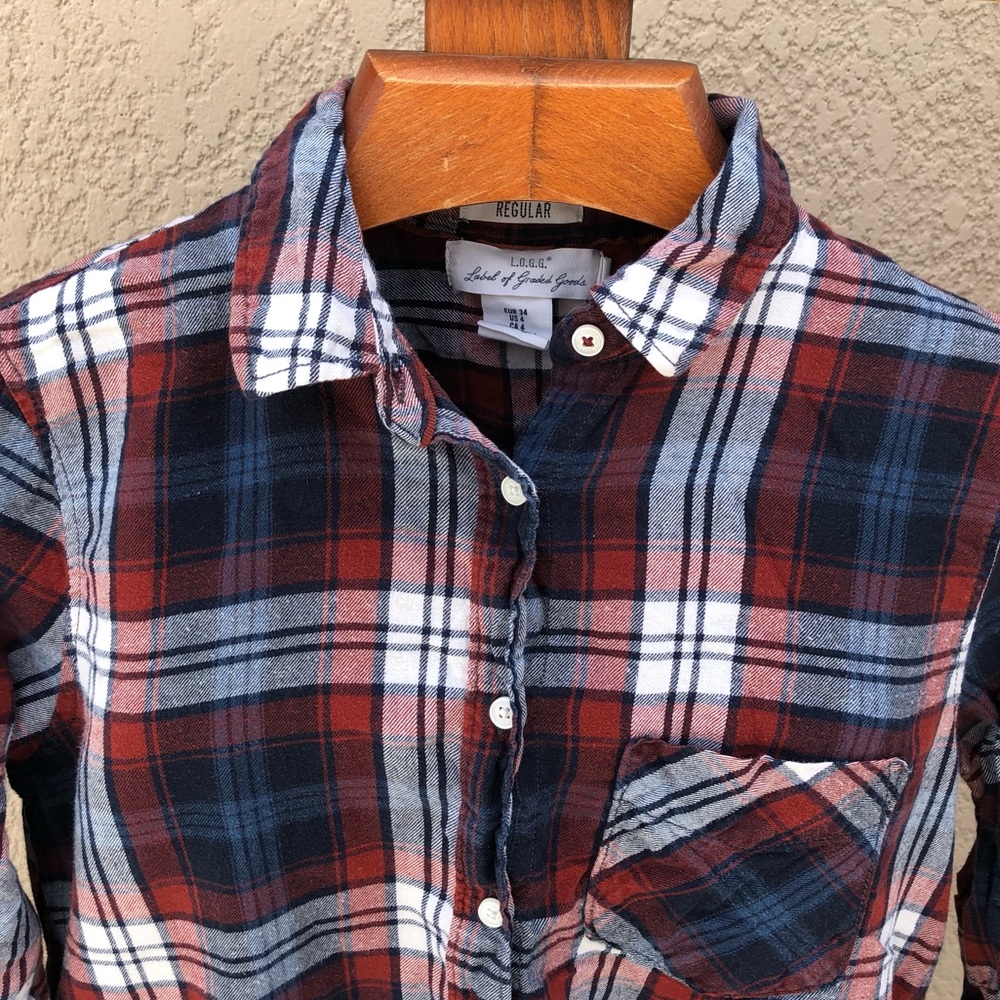H&M. L.O.G.G. Women’s Flannel. Red & Blue. Size 4.